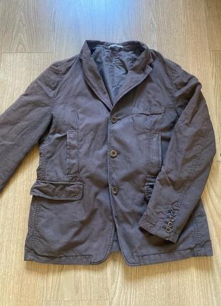 Піджак чоловічий котоновий коричневий якісний подовжений bocodo,l/xl