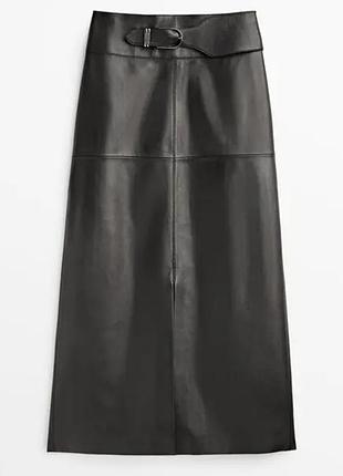 Кожаная юбка massimo dutti хс кожа натуральная