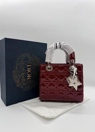 Dior lady bordo patent cannage silver hardware 20x17x5