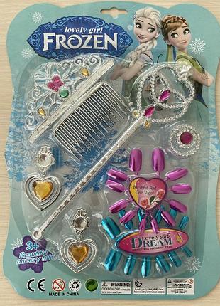 Набір аксесуарів frozen для дівчаток - гребінець, каблучки, сережки