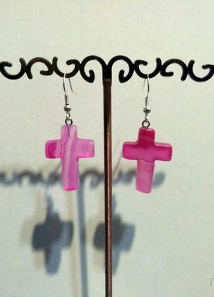 Стильные серьги-оберег из камня(розовый агат).1 фото