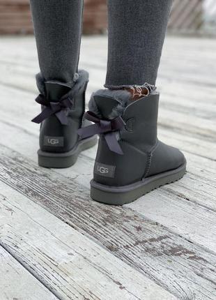 Ugg mini bailey bow grey leather 🆕шикарные угги🆕купить наложенный платёж2 фото