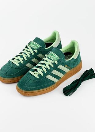 Замшеві жіночі зелені кросівки adidas handball spezial collegiate green / semi green spark 37,5 -38  розмір