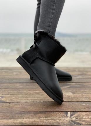 Ugg mini bailey bow black leather 🆕шикарные угги🆕купить наложенный платёж6 фото