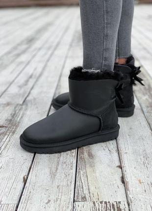 Ugg mini bailey bow black leather 🆕шикарні уггі🆕купити накладений платіж