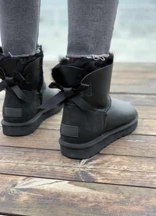 Ugg mini bailey bow black leather 🆕шикарные угги🆕купить наложенный платёж3 фото