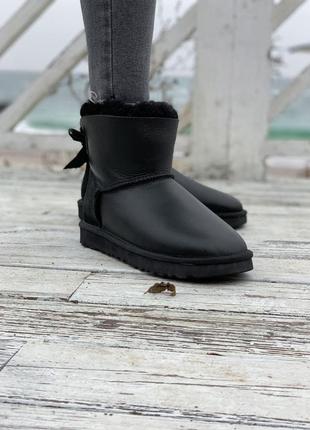 Ugg mini bailey bow black leather 🆕шикарные угги🆕купить наложенный платёж4 фото