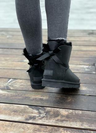 Ugg mini bailey bow black leather 🆕шикарные угги🆕купить наложенный платёж8 фото