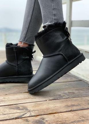 Ugg mini bailey bow black leather 🆕шикарные угги🆕купить наложенный платёж5 фото