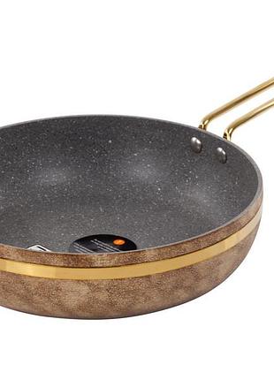 Сковорода brioni royal stone ti̇gereye gold антипригарна 24 см
