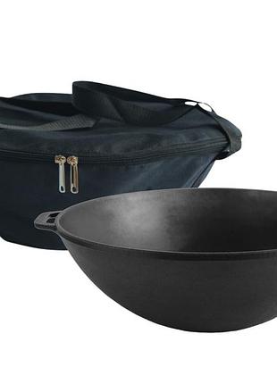 Чугунная сковорода wok 8 л с чехлом