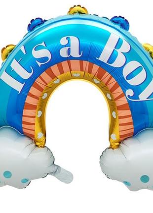 Фольгована кулька фігура "веселка it`s a boy" блакитна 67х90 см.