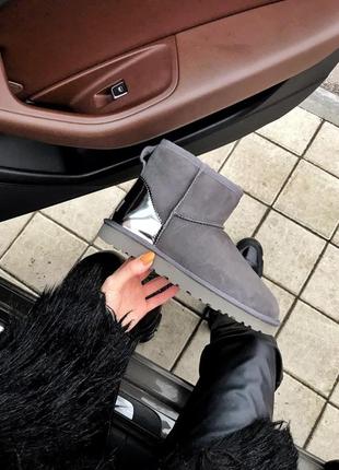 Ugg classic mini ii metallic gray 🆕шикарні уггі🆕купити накладений платіж