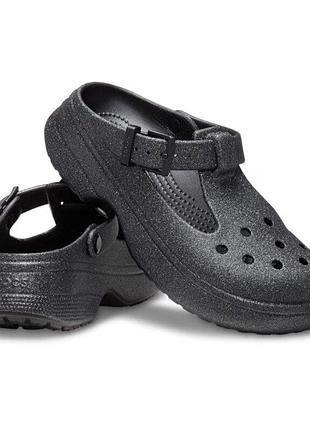 Crocs сабо с блестками classic mary jane glitter clog