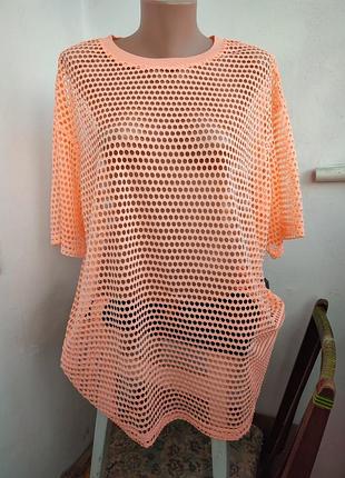 Яркий неоновый сетчатый топ оверсайз h&amp;m