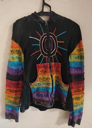 Традиционное удлиненное непальское худи зепкая петчворк с длинным эльфийским капюшоном