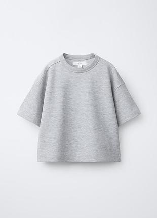 Базова бавовняна футболка сірого кольору бренду zara