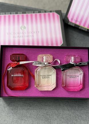 Парфуми вікторія сіркрет/парфумований жіночий набір victoria’s secret 3×30 ml