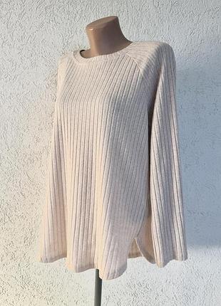 Бежевий світшот кофта джемпер оверсайз xxl в рубчик