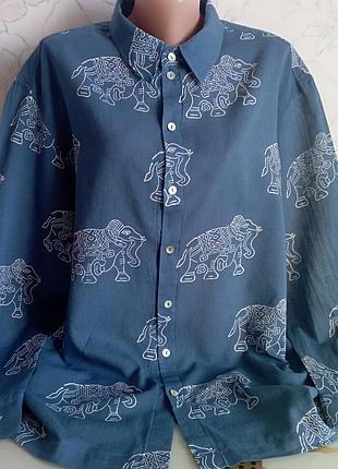 Рубашка женская хлопковая оверсайз с животным принтом karma