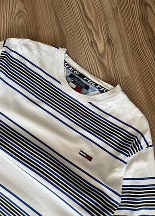 Базовий бавовняний лонгслів tommy hilfiger jeans оригінальна чоловіча кофта в смужку розмір l