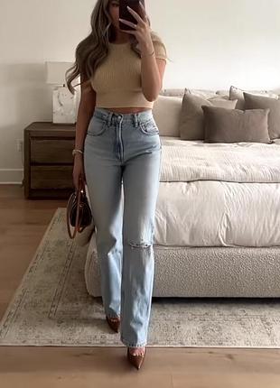 Блакитні джинси straight фіт zara