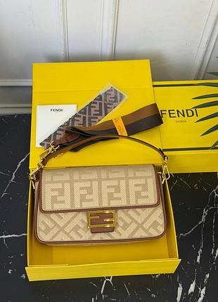Сумка бежево коричнева фенді fendi