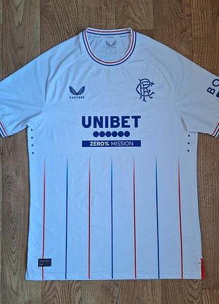 Футболка castore футбольная. форма футбольная rangers 2023. мужская футболка белая. чоловіча футболка футбольного клубу ренджерс
