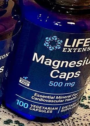 Life extension, magnesium caps 500 mg, 100 vegetarian capsules магний