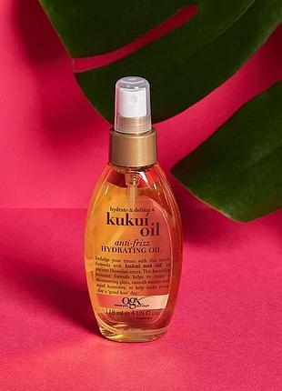 Зволожуюче масло для волосся ogx kukui oil anti-frizz hydrating oil
