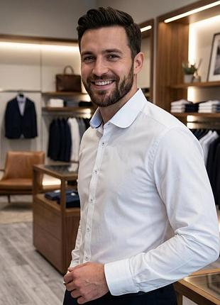 Чоловіча сорочка m&s біла, розмір xl, бавовна та поліестер (slim fit)