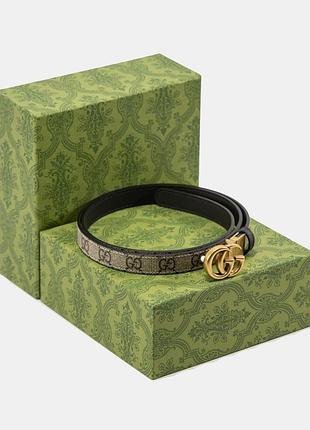 Gucci жіночий ремінь | бежево-коричневий з монограмою, люксовий