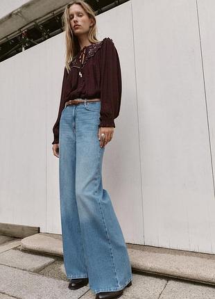 Джинси z1975 wide leg з високою посадкою і ремінем zara
