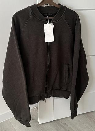 Новий чоловічий бавовняний бомбер zara, коричневий колір, розмір m/l