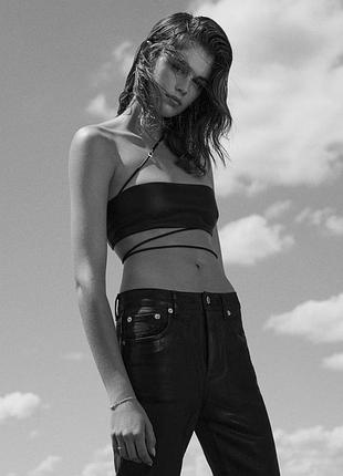 Шкіряний укорочений топ  від kaia x zara