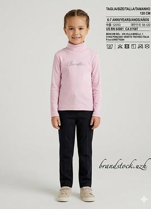 Детский гольф united colors of benetton, нежно-розовый с логотипом, 120 см
