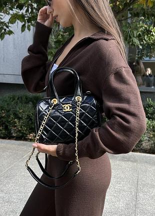 Сумка small bowling bag in patent шанель crumpled calfskin black/gold