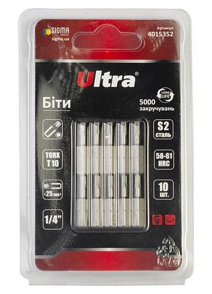 Биты torx 10×25мм ¼" 10шт s2 (блистер) ultra (4015352)