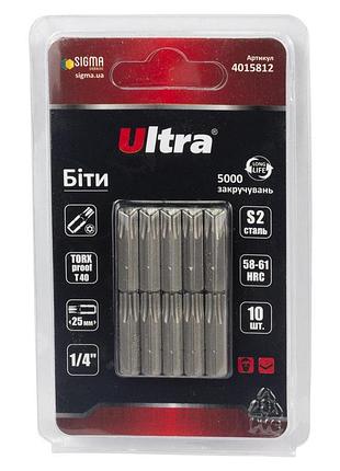 Биты torx-proof 40×25мм ¼" 10шт s2 (блистер) ultra (4015812)