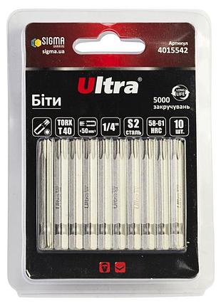 Биты torx 40×50мм ¼" 10шт s2 (блистер) ultra (4015542)