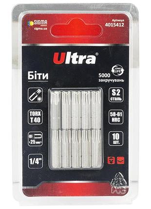 Биты torx 40×25мм ¼" 10шт s2 (блистер) ultra (4015412)