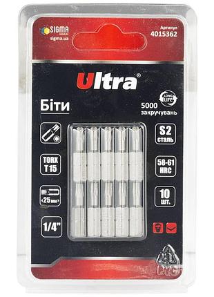 Биты torx 15×25мм ¼" 10шт s2 (блистер) ultra (4015362)
