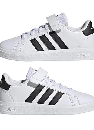 Кросівки на липучці білі еко шкіра унісекс adidas grand court 2,0 kids (оригінал)