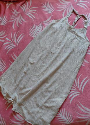 Бежеве плаття сарафан міді, платье мити, сукня бежева