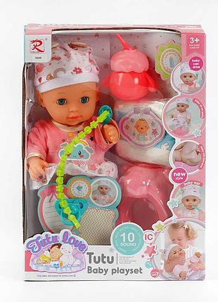 Пупс tutu baby playset музыкальный чип звуки и фразы закрывает глаза, аксессуары, 9560