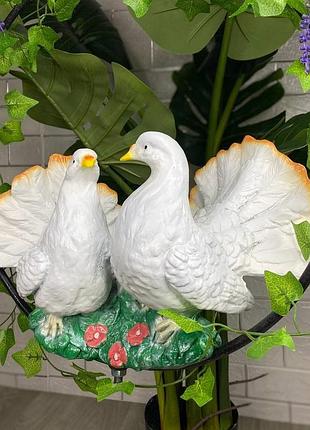 Садовая фигура голуби благословения в кольце из полистоуна, 21×36×18 см, кольцо ø39 см