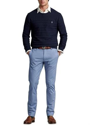 Бавовняні блакитні чоловічі штани бренд polo ralph lauren