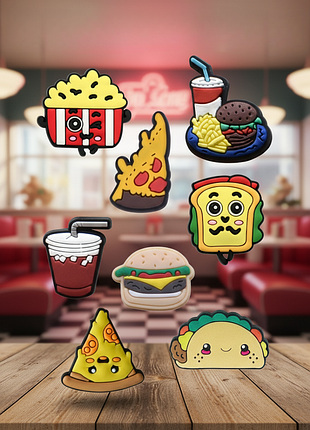 Джибітси їжа фаст-фуд food jibbitz 8 шт аксесуари крокс прикраса dz_67_1
