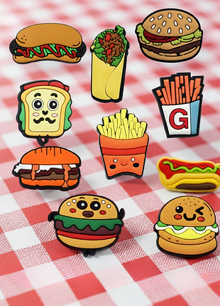 Джибітси їжа фаст-фуд food jibbitz 10 шт аксесуари крокс прикраса dz_67_3