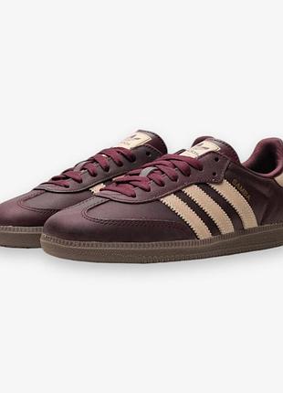 Adidas samba og shoes maroon / crystal sand / gold metallic low top sneakers оригинальные бордовые кроссовки